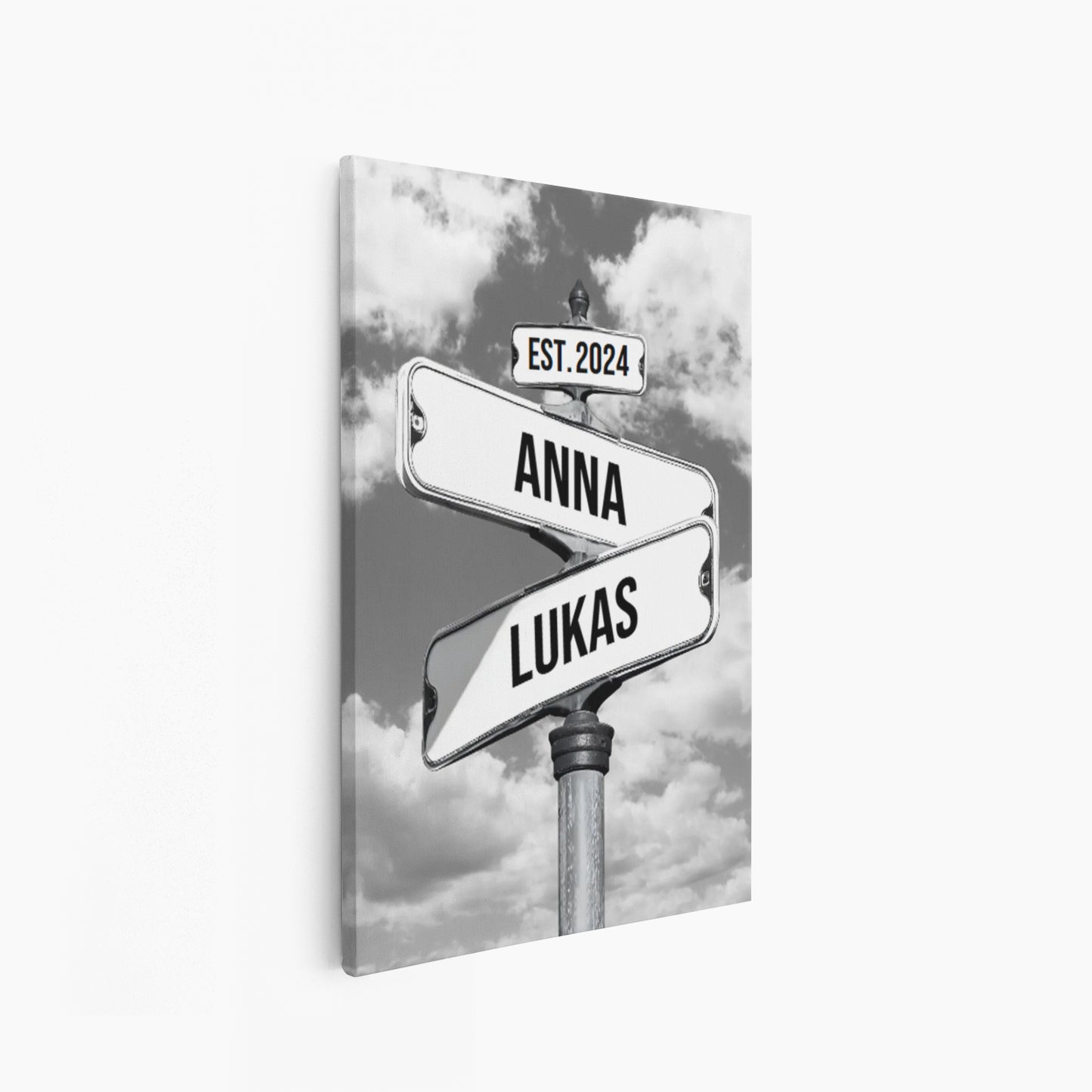 Straatnaambord met eigen namen canvas